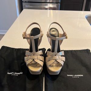 YSL Tribute Sandals in beige
